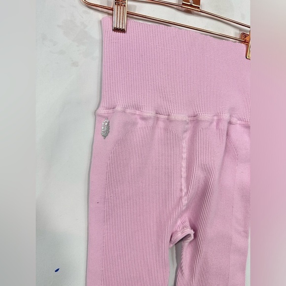Free People Movement light pink ribbed high waisted leggings size S - Picture 3 of 4